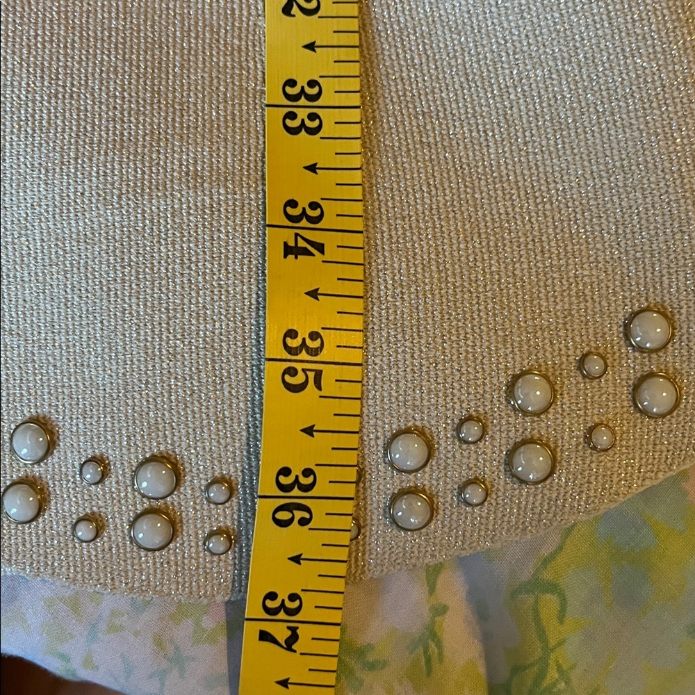 Sandro | Ariane Faux Pearl-Embellished Knitted Dress Gold Metallic Size 38/6 - Picture 12 of 15